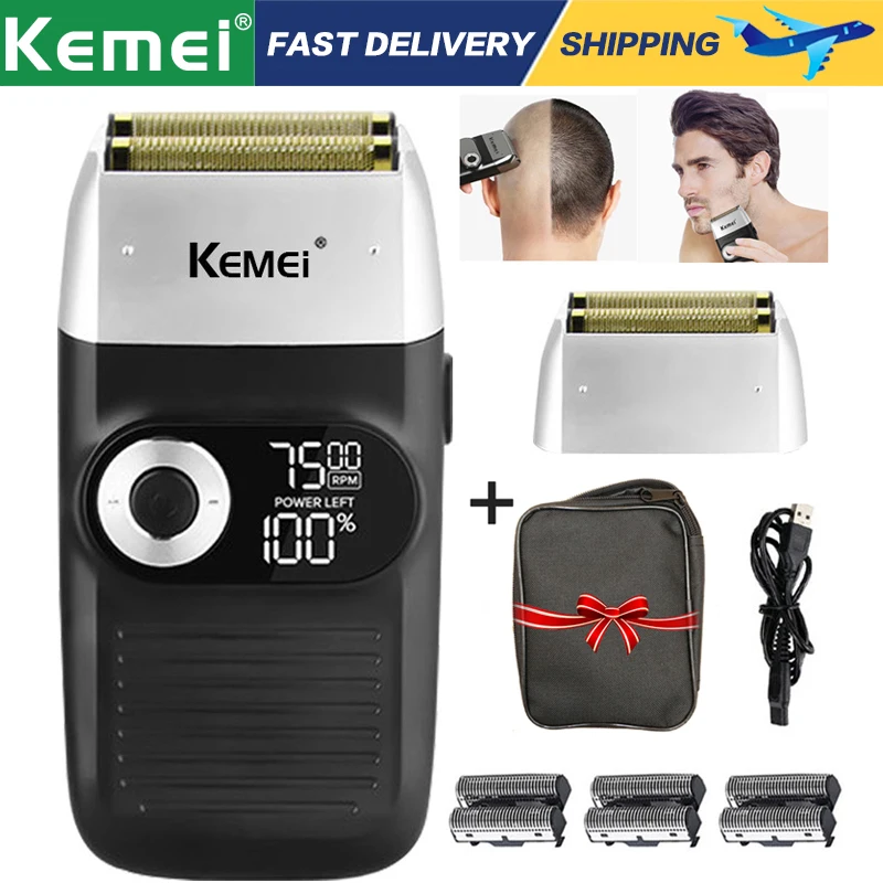 

Kemei Electric Shaver Man Razor Electric Beard Trimmer USB Rechargeable LCD Display Shaving Machine Hair Trimmer for Men KM-2026