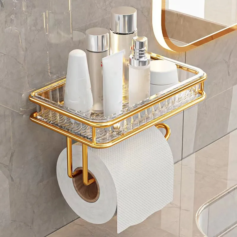 

Light Luxury Bathroom Tissue Box Rack Free Punching Wall Hanging Bathroom Toilet Wall Aromatherapy Paper Tray