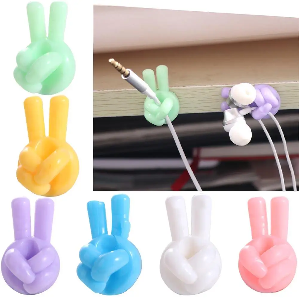 PVC Creative Thumb Cable Organizer Thumb Self-Adhesive Self-Adhesive Wire Holder Storage Ins Desktop Tidy Data Cable Clips