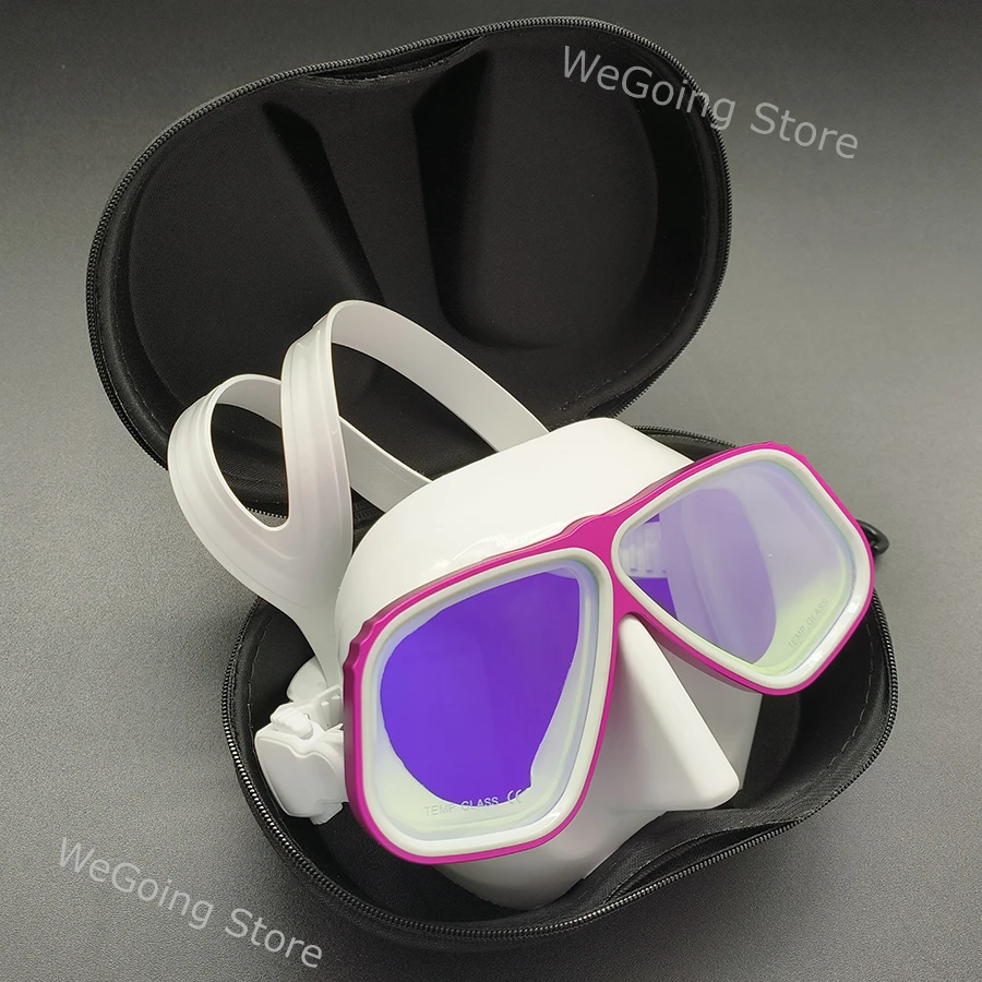 New Mirrored Lens Aluminium Freediving Mask Alloy Scuba Goggles with Tincted Tempered Glass Pack In Black Zipper Box