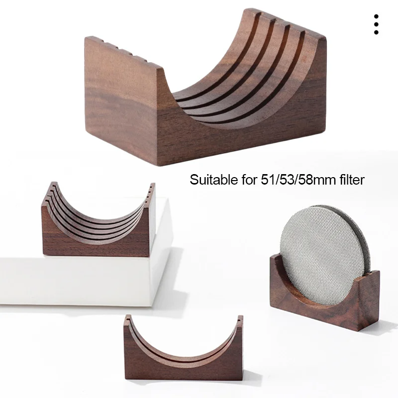 

Espresso Coffee Filter Screen Holder Coffee Making Puck Screen Bracket Wooden Walnut Stand Rack for 51MM/54MM/58MM Puck Screen