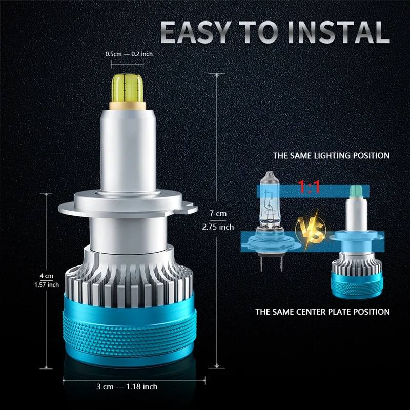자동차 360 LED 헤드라이트 전구 안개등 터보 미니 램프, 100W, 32000LM, 6000K, 10-32V