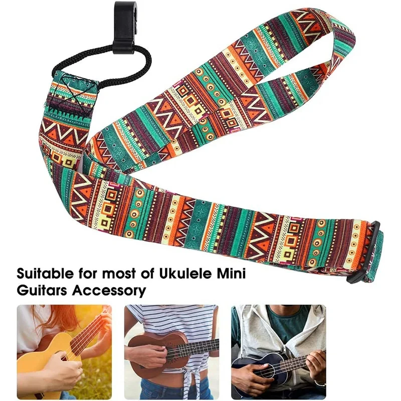 Miwayer Ethno-Stil Ukulele Gurt langlebig verstellbar Clip-On Hawaii Gitarren gürtel Schlinge Instrument Gitarre Zubehör – Detail 7
