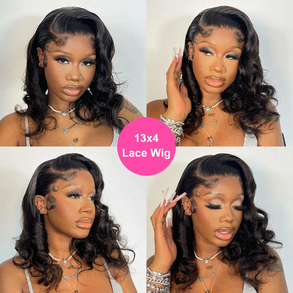 Short Bob Wig Body Wave Wavy Lace Frontal Human Hair Wig Natural Wave Pre  Plucked Baby Hair Malaysian 13x4 Lace Front Bob Wig| | - AliExpress