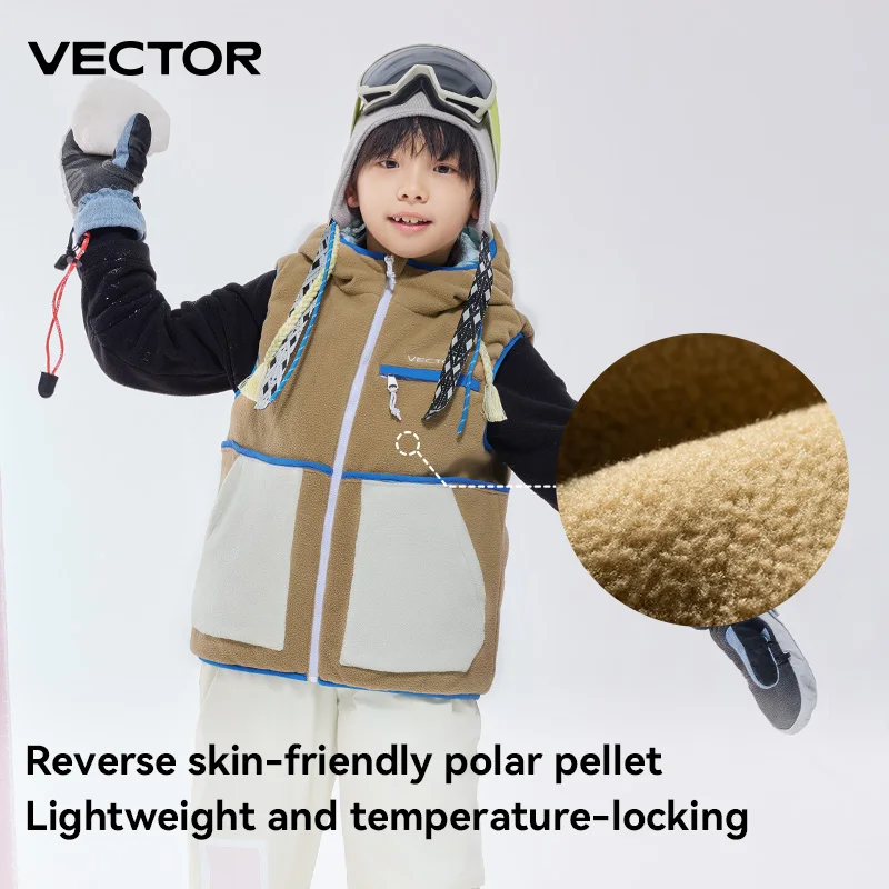 VECTOR Children's Double-sided Down Jacket Mid-level Vest for Warmth and Protection Suitable for Indoor and Outdoor Skiing
