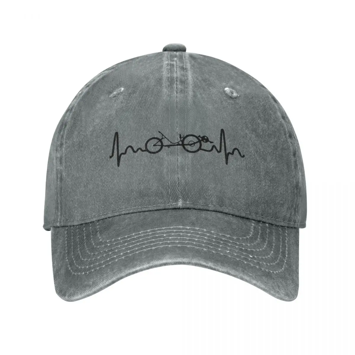 

recumbent bike heartbeat/ recumbent cyclist gift idea / recumbent lover present Cap Cowboy Hat Beach outing Men's hat Women's