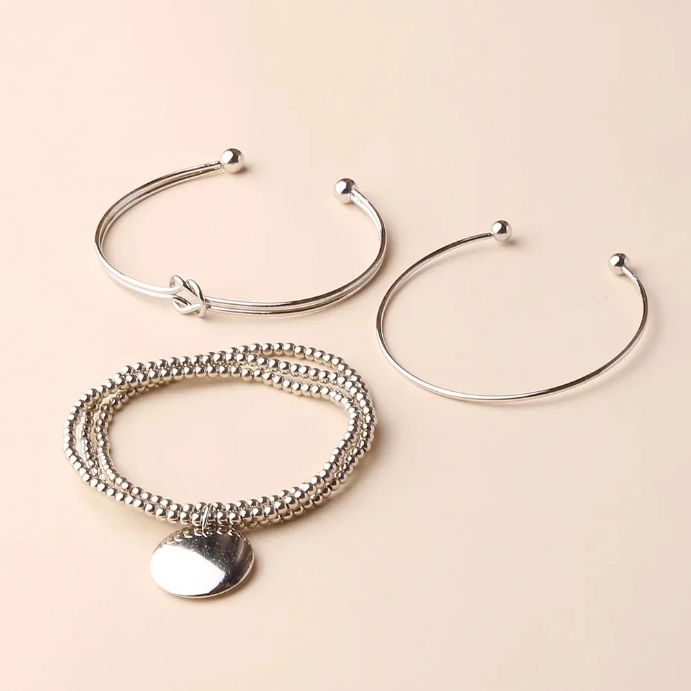 Bracelet Vintage Années 80 - Argenté Avec Pampilles Et Perles - Longueur Ajustable