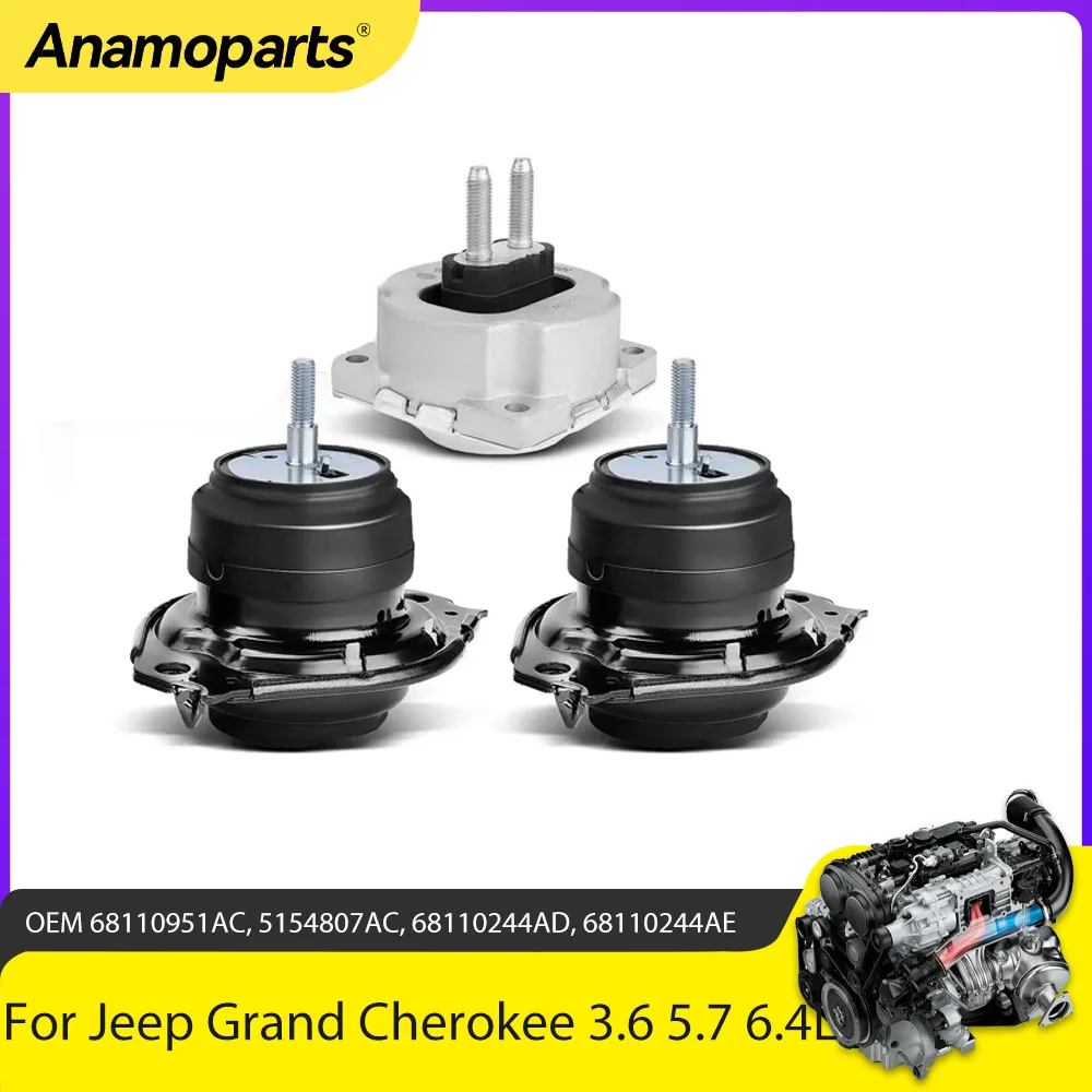 Acaba Con Las Vibraciones: Juego De 3 Soportes Motor Y Transmisión Para Jeep Grand Cherokee 2012-2013 6.4L (Top Choice)