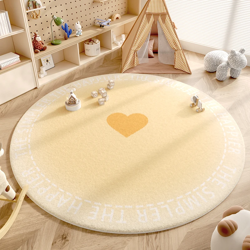 Pink Girl New Round Carpet Children Room Warm Fluffy Soft Decorative Carpets Geometric Love Anti Slip Rug Carpet for Living Room 4