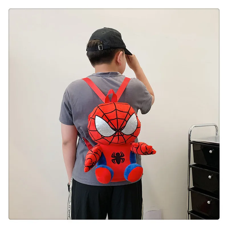 Spider Man Children Plush Backpack Kawaii Cute Anime Cartoon Kindergarten Travel Outdoor Bag Plush Doll Kid Birthday X-mas Gifts - Bilde 5