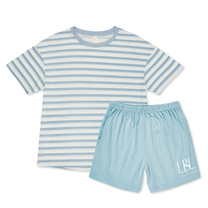

LBL Summer Cotton Short Sleeved Men's Pajamas Sets 2023 New Male Pajama Set Striped Pajama for Men Sleepwear Suit Homewear