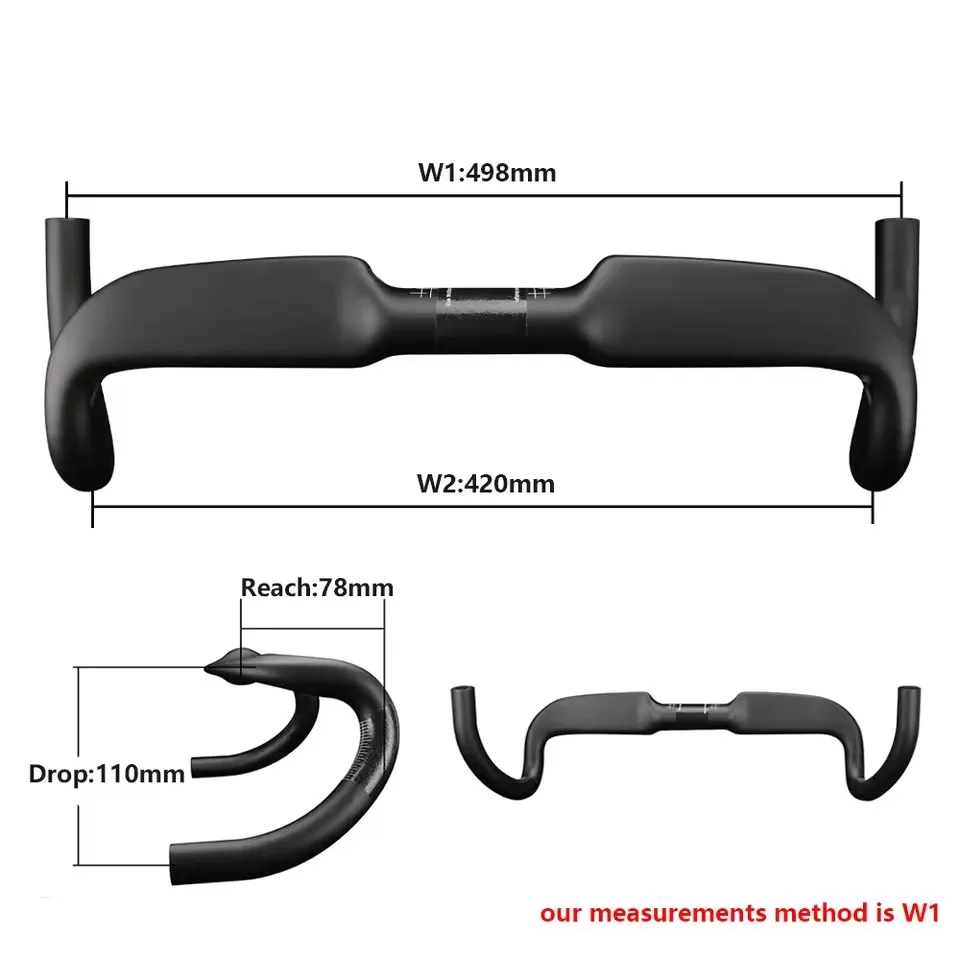 Manubrio Drop In Carbonio Per Gravel Bici - 31.8x458mm Opaco Nero/Red - Foto 2