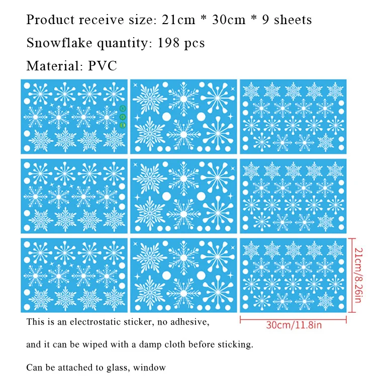 Schneeflocke Elektro Wand Aufkleber Home Decor Frohe Weihnachten Dekoration Für Glas Windows Decals Präsentieren Neue Jahr Tapete – Detail 1
