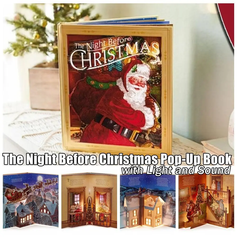 Бумага с покрытием «Ночь перед Рождеством», всплывающая книга с искусственным и звуком в твердом переплете, большая всплывающая книга, новинка, книга