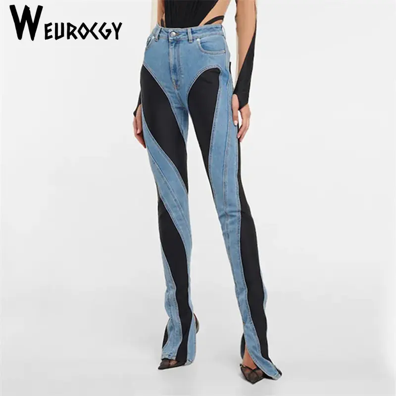 

Fashion Women's Jeans 2023 Autumn y2k New Style Versatile Slim Deconstruct Panelled High Waist Split Slim Long Denim Pants Sexy