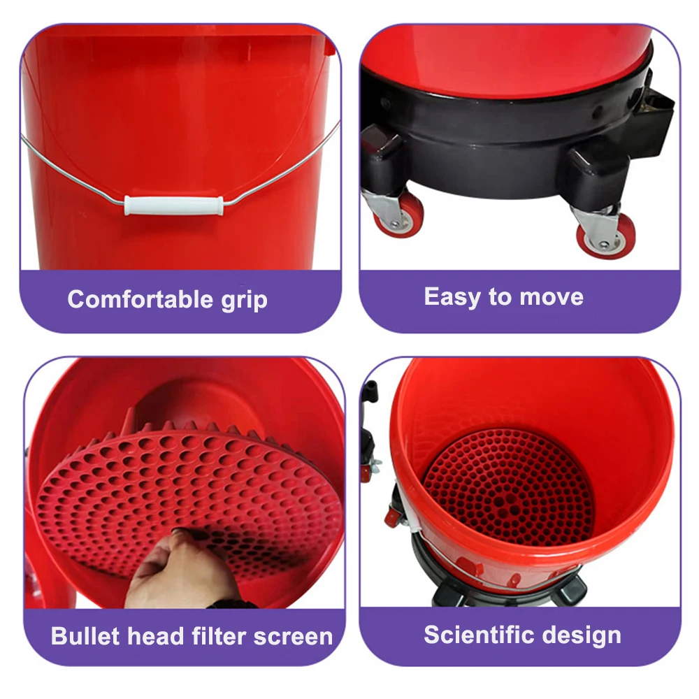 Rolling Bucket Dolly Bucket Dolly With Wheels For Car Washing Removable Rolling With 360 Degree Swivel Caster Auto Detailing Accessories
