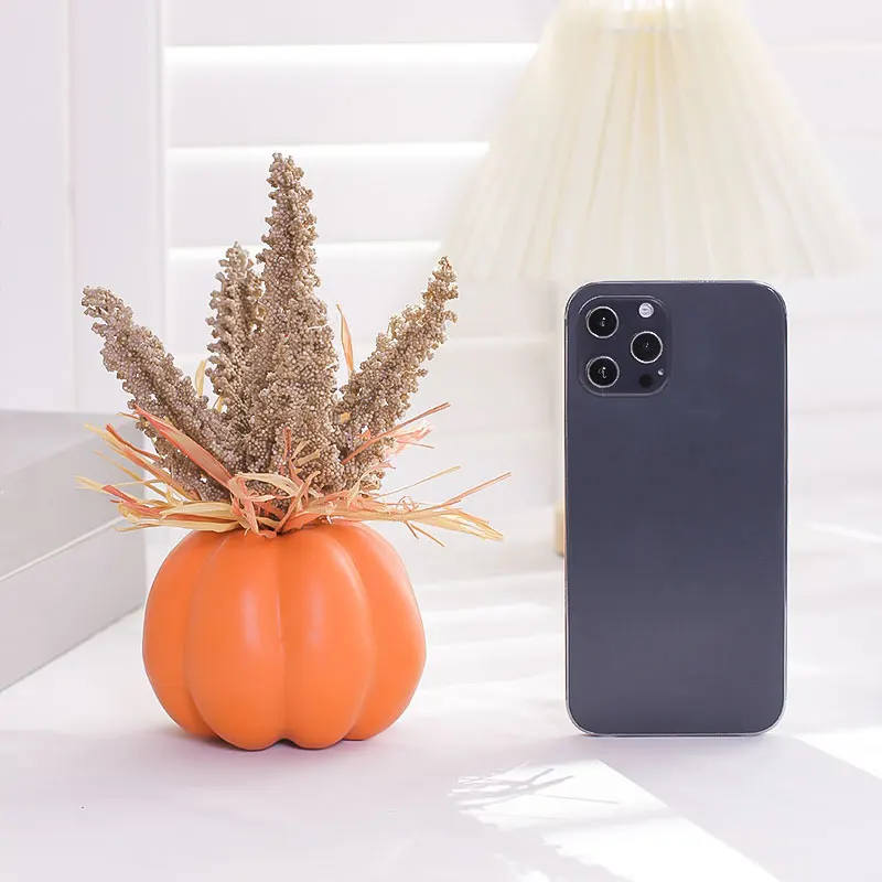 1PC Kürbisdekoration, Nachahmung von Schaumstoffperlen Lafite Grass, Halloween Harvest Festival Kürbis, Herbst Indoor Home Office Desktop – Detail 13