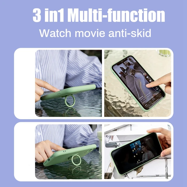 Funda con soporte de anillo de silicona líquida de lujo para iPhone, 15, 14, 13, 12, 11 Pro Max, Mini, X, XR, XS Max, 7, 8 Plus, SE, 2020, 2022 - Image 5