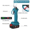 2PCS CordlessPruning Shears 6 Inch Electric Chainsaw Pruners Cutting Pruning Branch Set Garden Tools with 2 Lithium battery 3