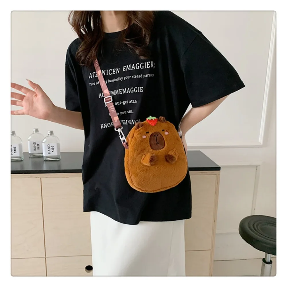 Fashion Large Capacity Capybara  Shoulder Bag Students School Bag Guinea Pig  Bag Capybara Handbag Crossbody Bag