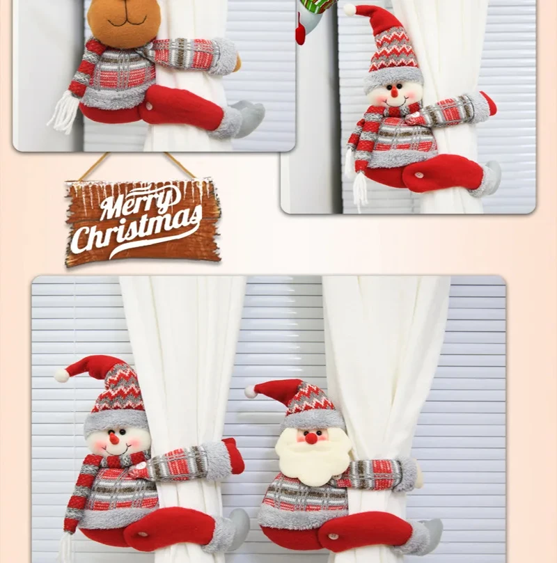 Christmas Curtain Buckle Doll Merry Christmas Decorations for Home 2026 Christmas Ornament Xmas Navidad Noel Gifts
