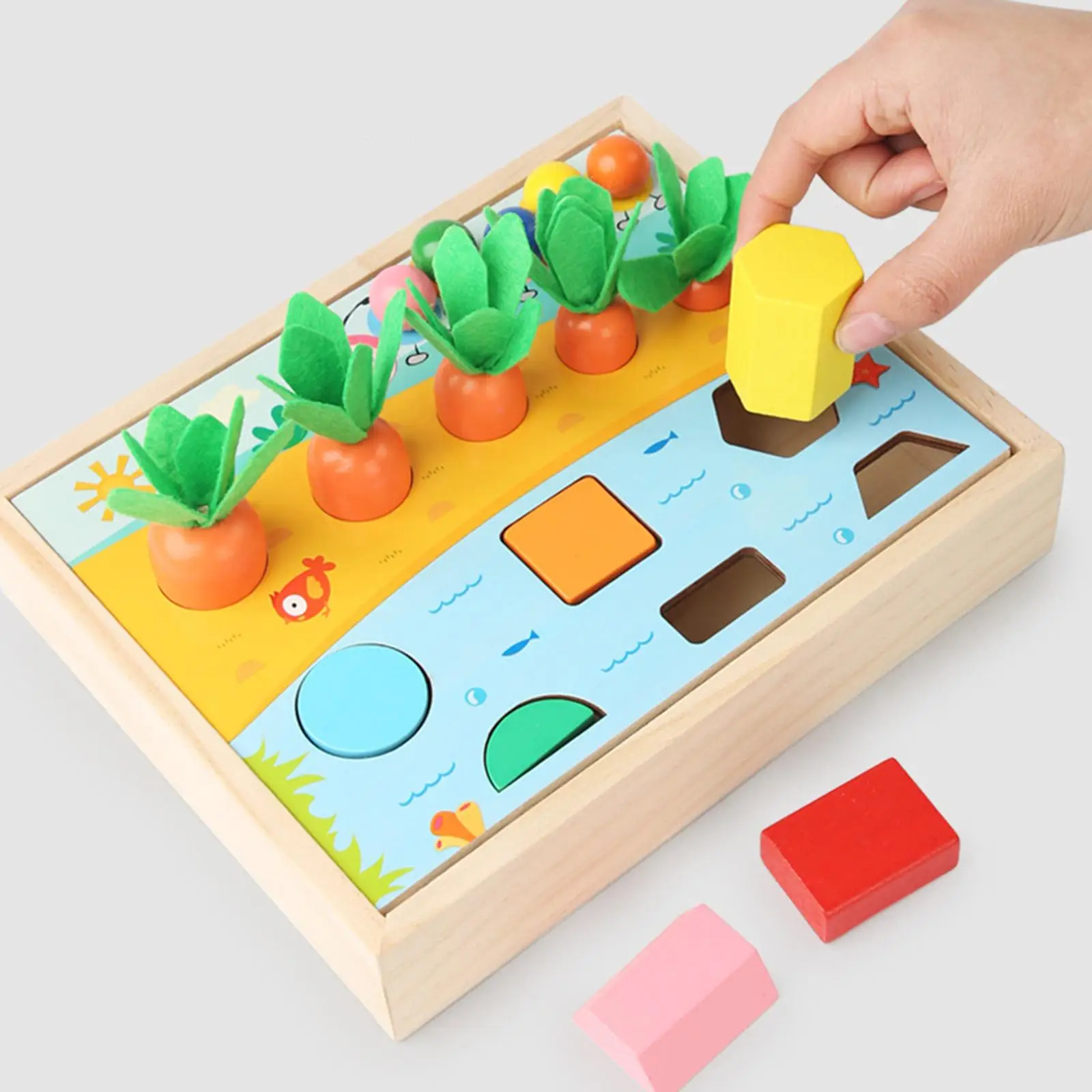 Wooden Shape Color Sorting Toy Educational Color Sorting Game Shape Sorter Puzzle Toy for Toddlers Kids Children Girls Boys