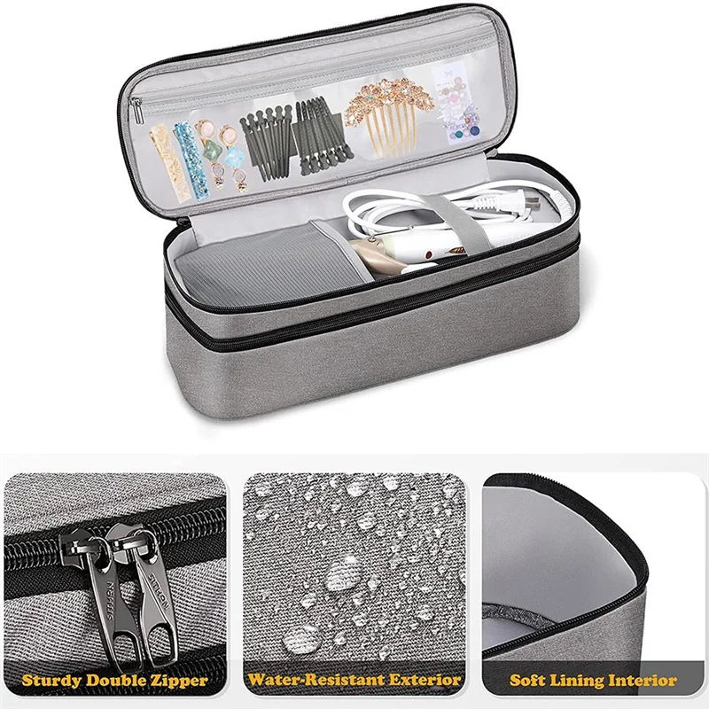 

Double Layer Travel All-In-One Hair Dryer Organizer Curling Wand Organizer Bag