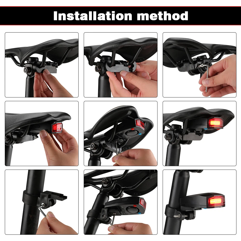 120dB Bicycle Burglar Alarm Taillight Smart Brake Sensor Wireless Waterproof Remote Control USB Charging Bike Rear Light Horn bicycle alarm
