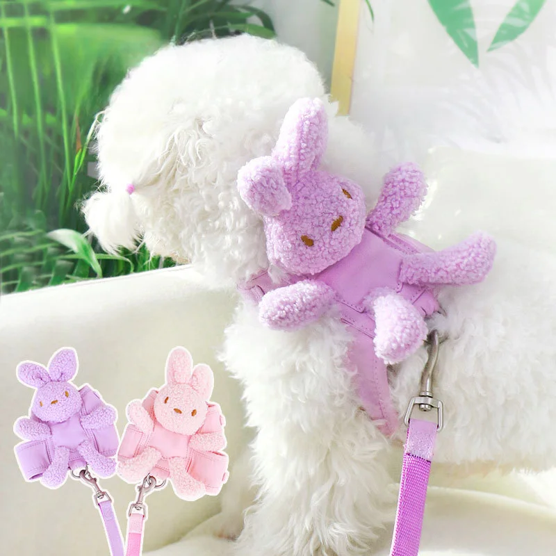 Cute Plush Bunny Pettorina Gilet Cane Trazione Corda Walking Dog Rope Dog Chain Strap Puppy Small Dog Cat Supplies Collare Per Cani