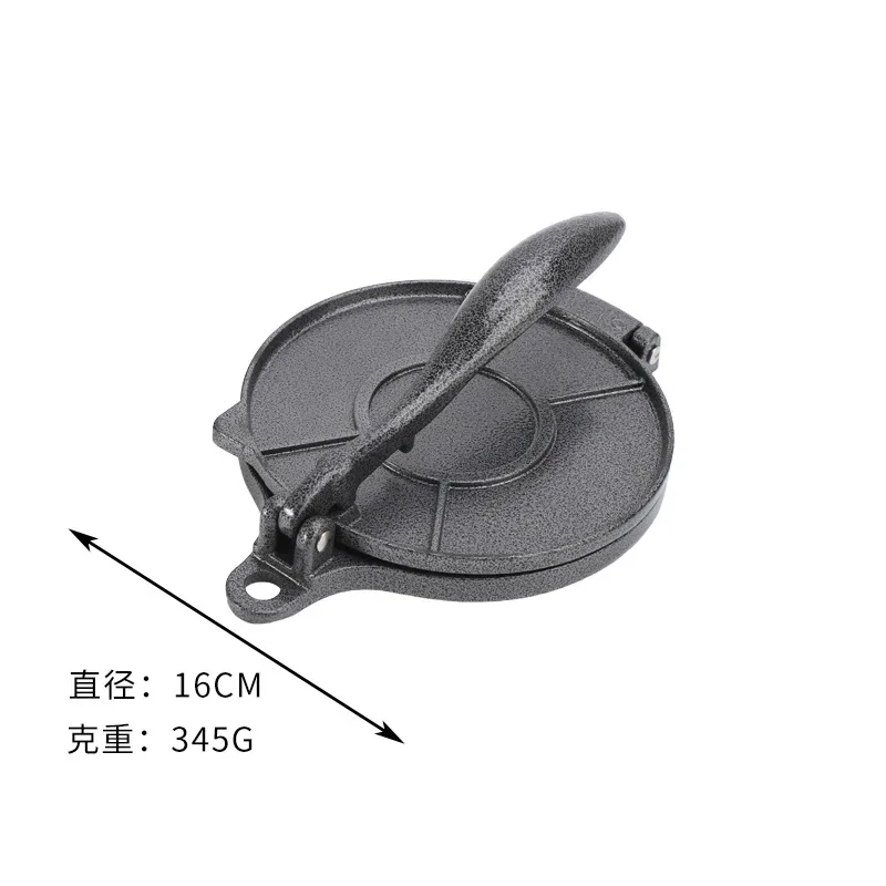 6.3 Inch Pastry Press Maker DIY Manual Aluminium Alloy Corn Tortillas Pressing Tools Long Handle Foldable for Kitchen Cooking