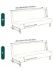 Stretch Armless Sofa Bed Cover Without Armrest Slipcover Solid Color Fitted Foldable Futon Cover with Elastic Bottom 6