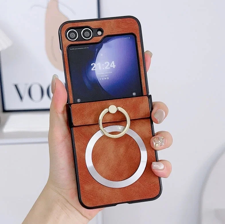 Ultra Thin Magnetic Ring Case with Finger Ring Clip for Samsung Galaxy Z Flip Series