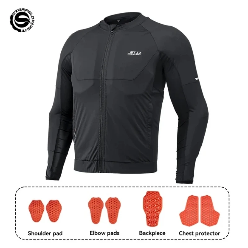 Star Field Knight Black Motorcycle Armor Jacket Summer Breathable Men's Cycling Clothes With CE Protective Body Gear Accessories motorcycle jacket motorcycle armor motorcycle clothing
