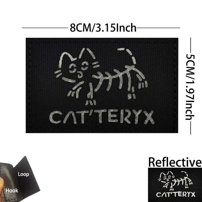 Cute Cartoon Kitten Meow Patch - Reflective Hook & Loop Applique for Clothes and Backpacks