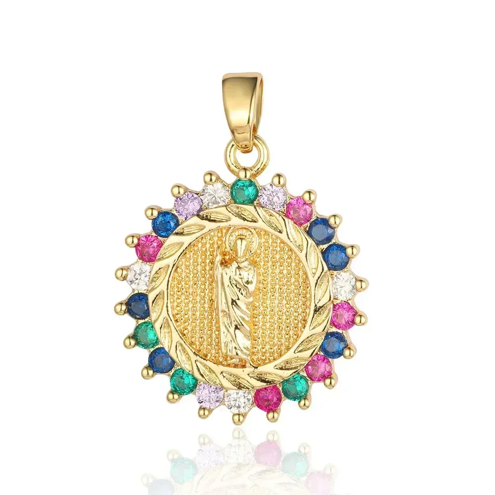3pcs/Lot Religious Cross Jesus Goddess Copper Cubic Zircon Pendant The Female Lady Virgin Mary Charms Necklace Earring Making 4