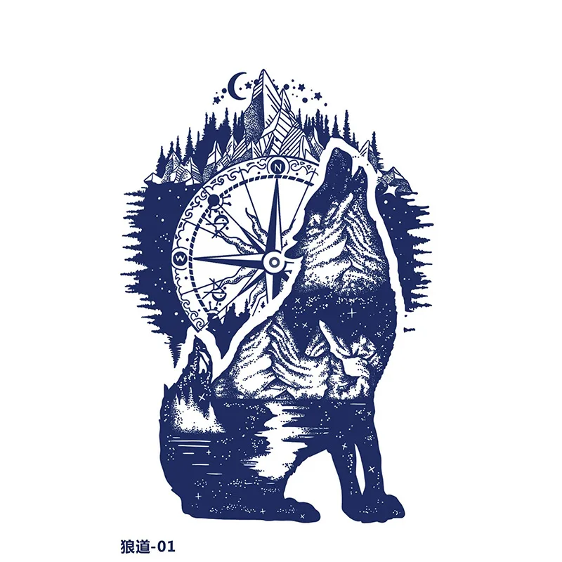 Wolf Waterproof Tatouage Semi Permanent Juice Tattoo Tatuagem Falsa Male Art Fake Tattoo Cool Arn Naklejki Sticker Adesivos Hot