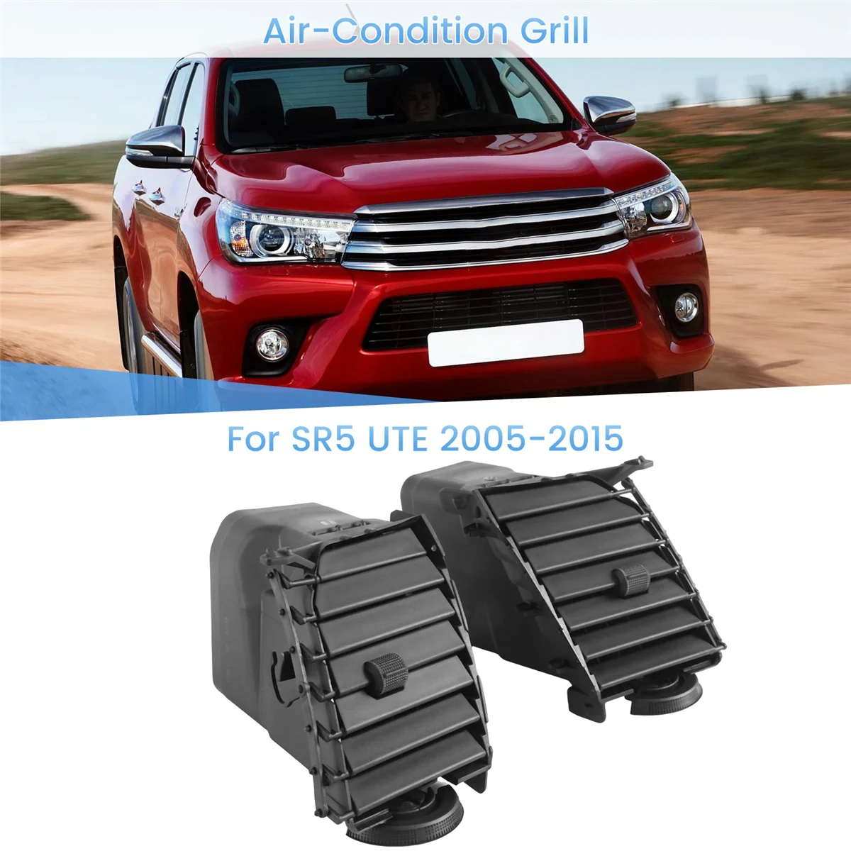 

2x Interior Air-Condition Grill A/C Vent Grille for SR5 UTE 2005-2015 Fortuner Accessories