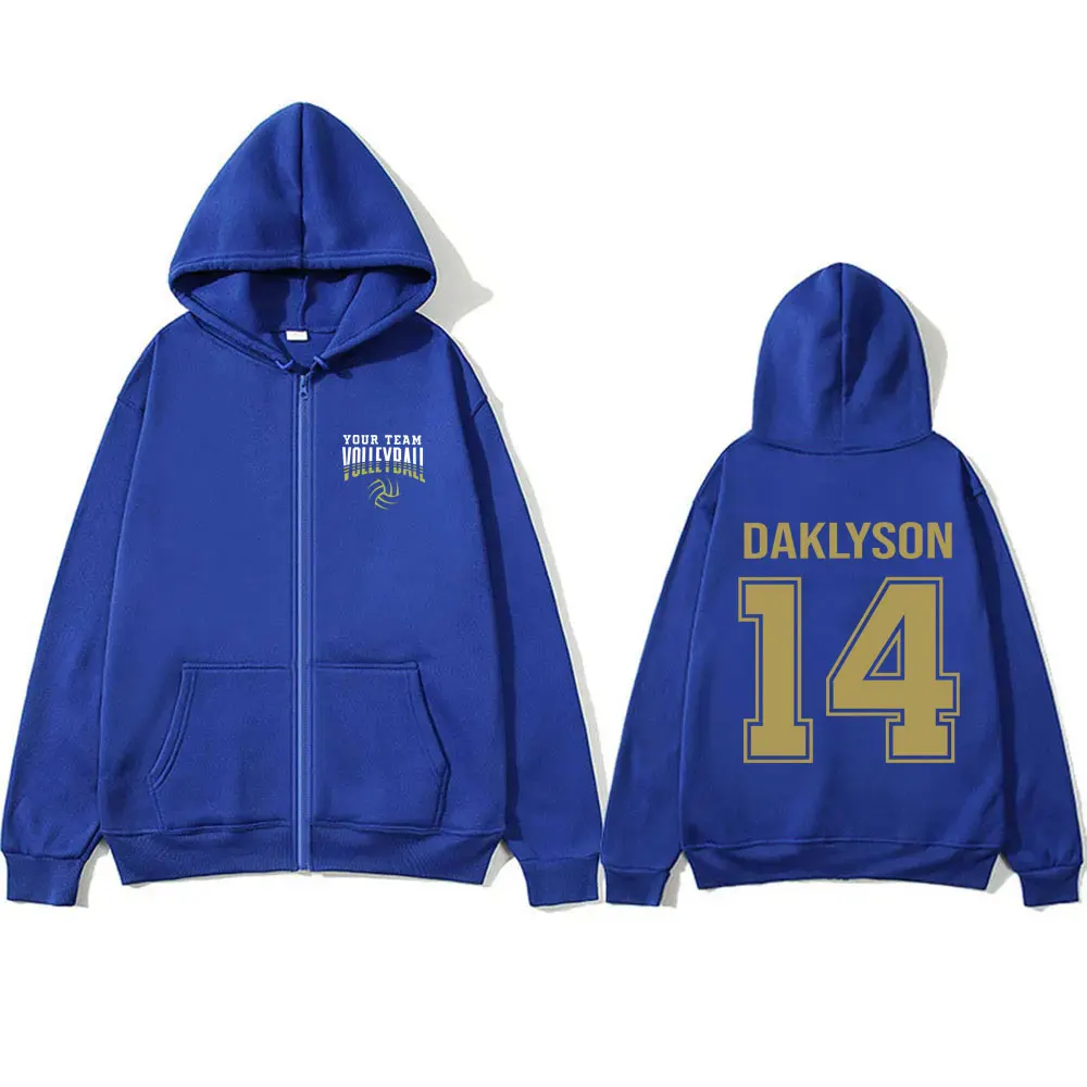 Your Team Volleyball Daklson 14 Zipper Hoodie Men Women Casual Oversized Zip Up Jacket Male Vintage Streetwear Sports Hoodies