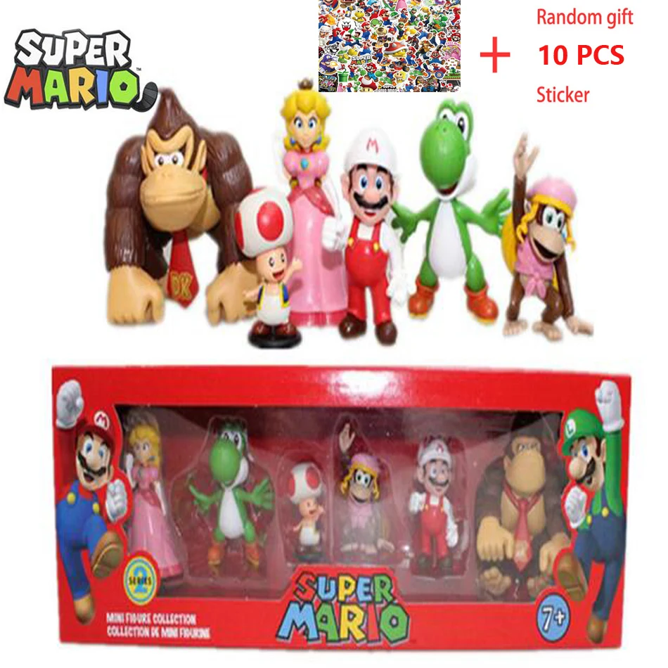 YISKY Super Mario Toys Set, 6 pièces Super Mario Jouet, Mario Figure  Jouets, Super Mario Figurines PVC Jouets, Mario PVC Toy Figures, Super  Mario Fête