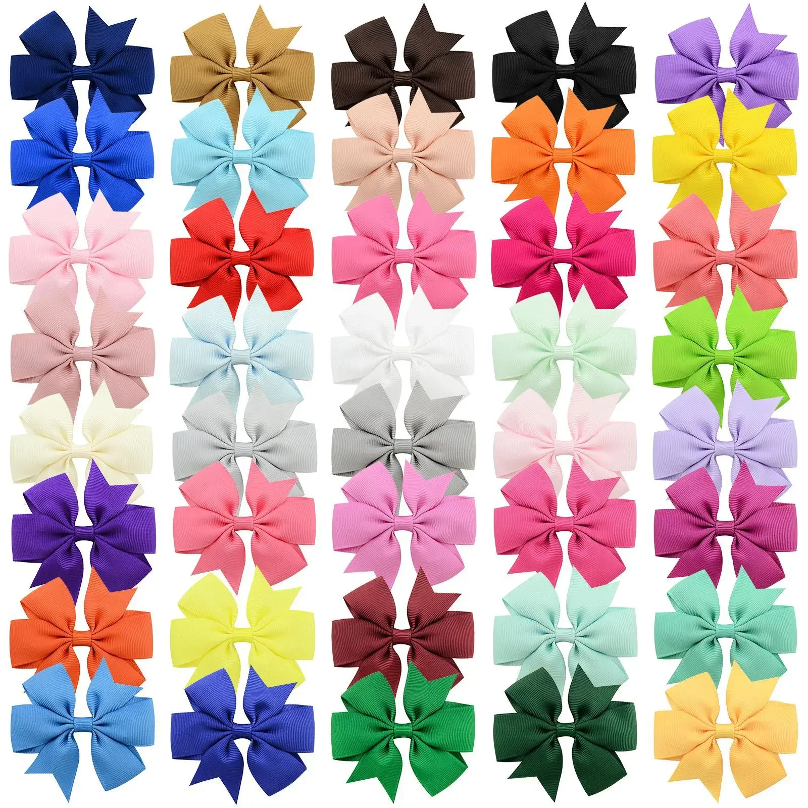 Vibrant Solid Grosgrain Ribbon Hair Bows for Girls - Boutique Hair Clips & Accessories