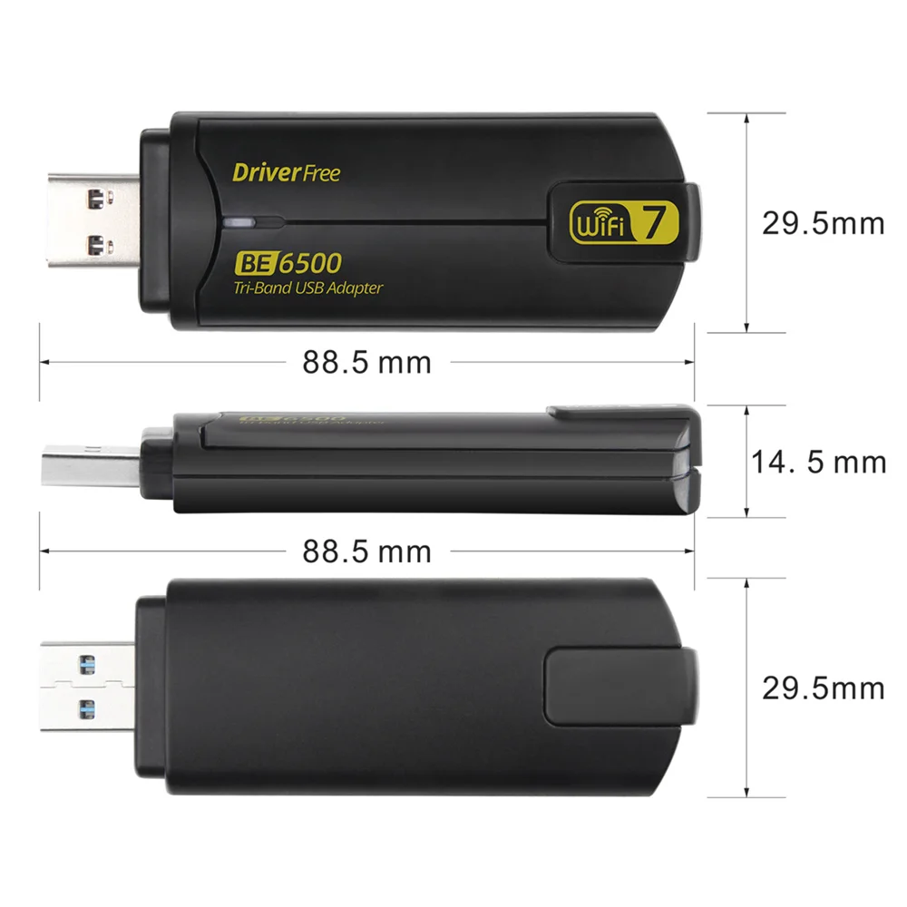 Fenvi WiFi 7 USB 어댑터 BE6500 802.11BE 무선 WiFi 카드 6500Mbps USB3.0 WiFi 동글 2.4G/5G/6GHz Win 10/11 드라이버 무료