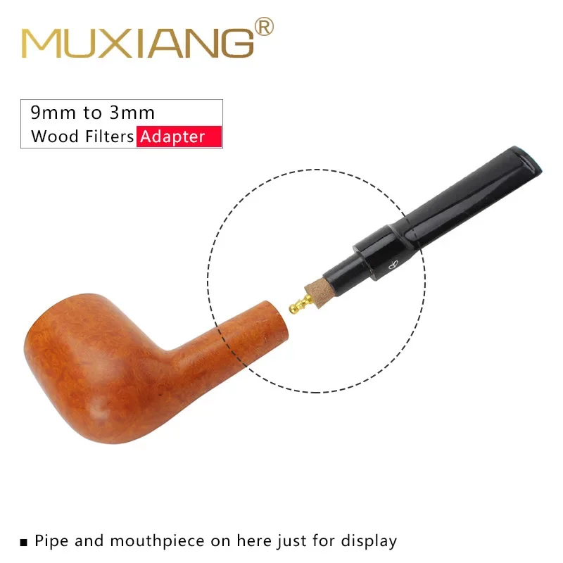 10set Ebony wood 9mm To 3mm Tobacco Pipe Stem Filter Element Converter + Metal Filter Element Pipe Channel Interface Converter