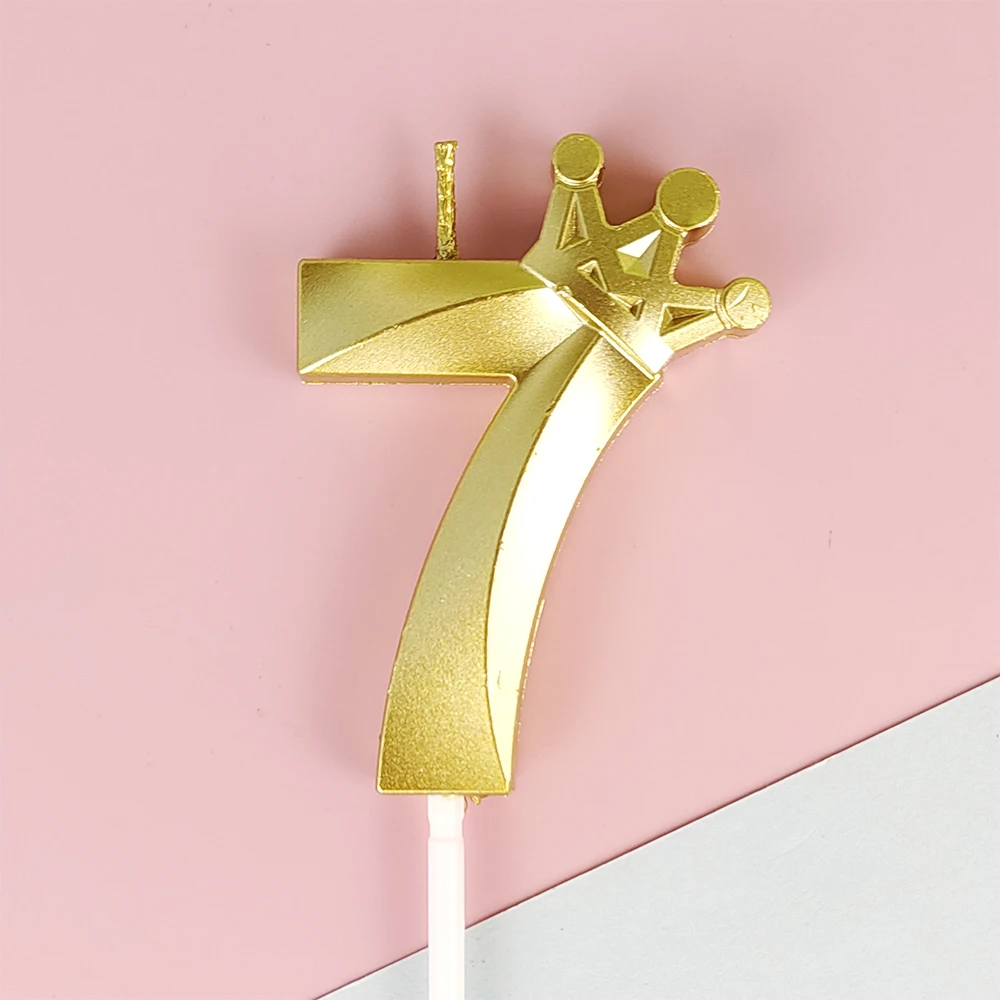 Golden Crown Number Candle for Birthday Celebrations