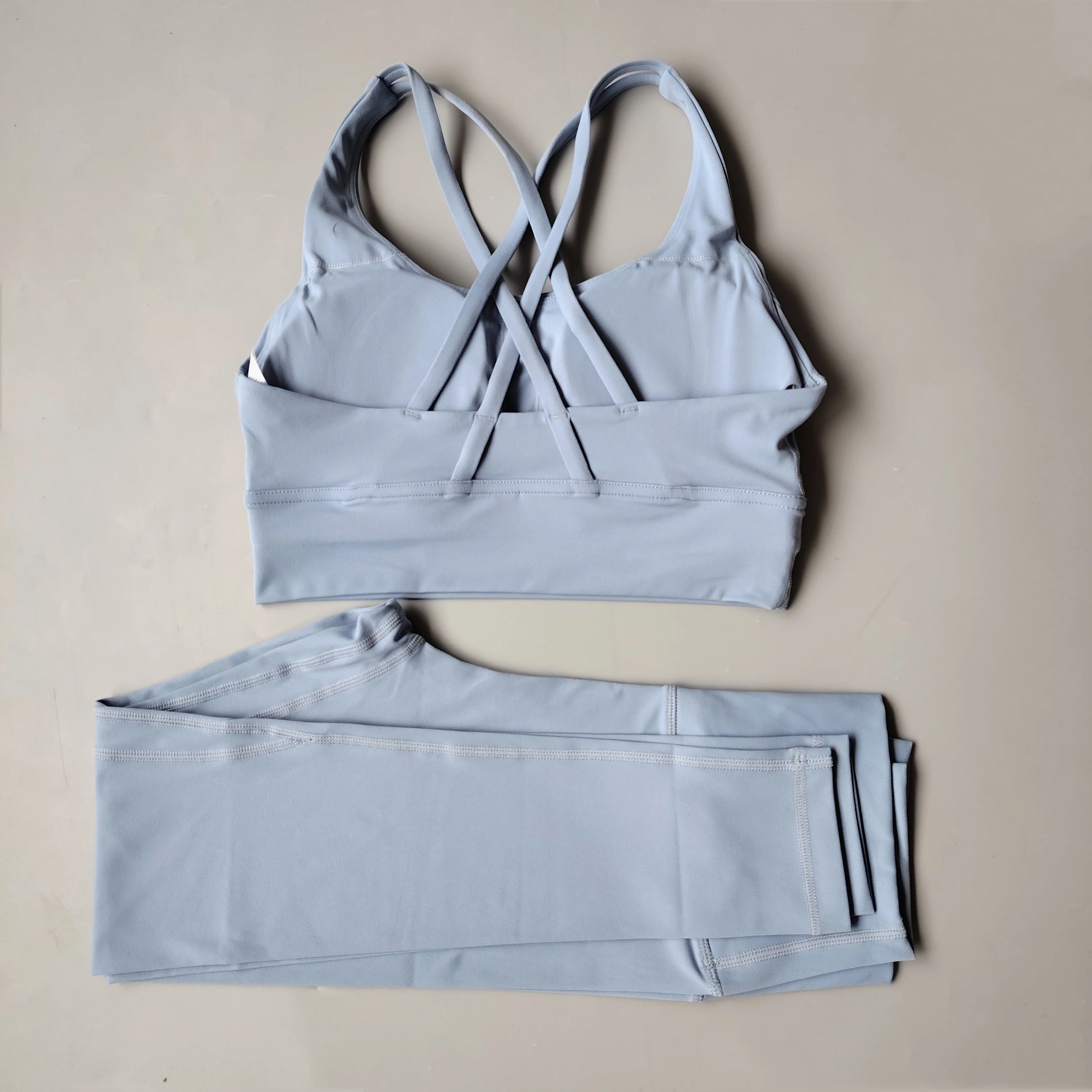 Sexy Yoga Clothes Gym Solid Color Sports Bra Women Leggings Crossed Back Sports Suit Fitness Clothes Soft Breathable Comfortable