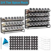 Kitchen Organizer Spice Rack 3/4 Tier Wall Mounted Carbon Steel Shelf with Glass Spice Jars Pantry Cupboard Kitchen Accessories 1