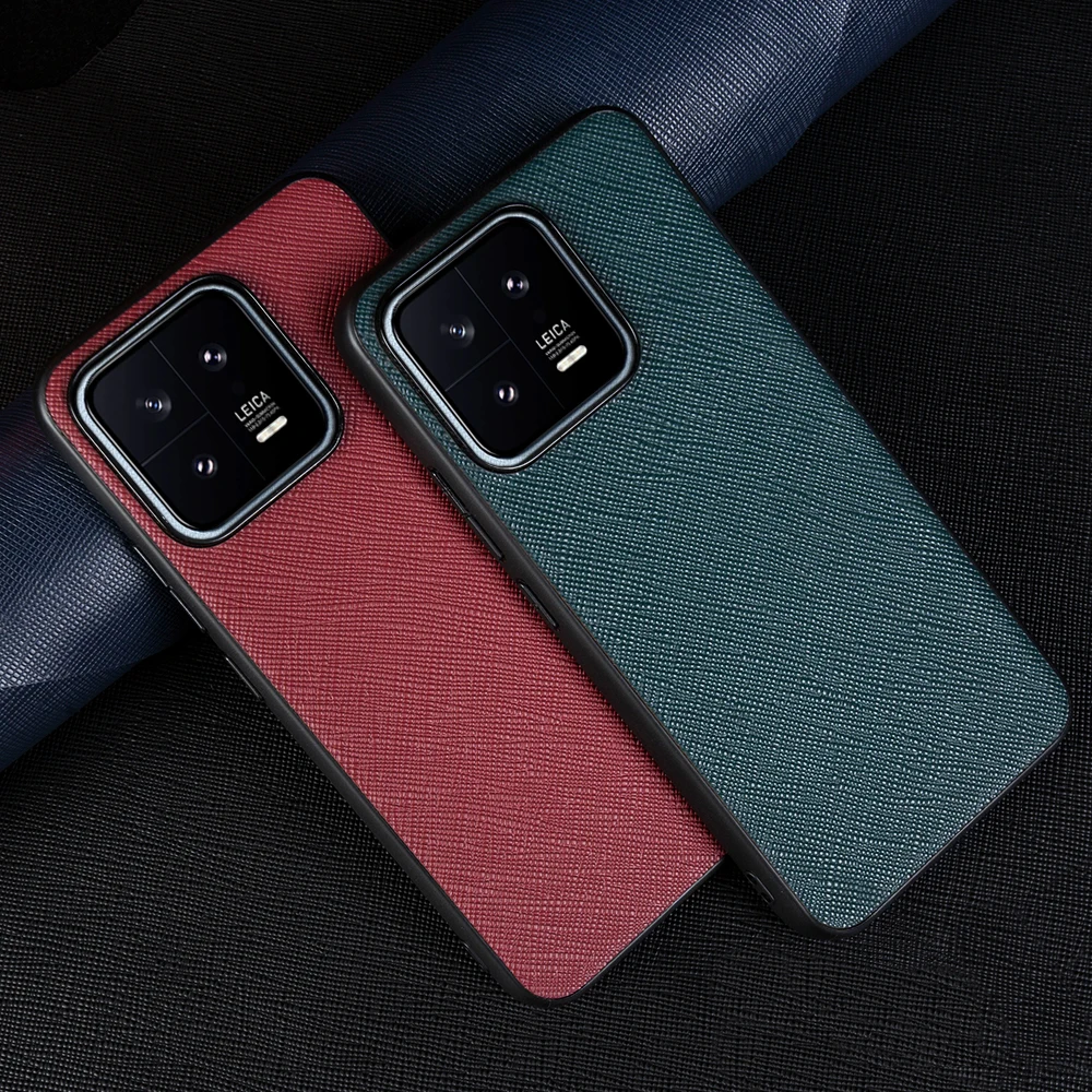 Luxury Cowhide Genuine Leather Case For Xiaomi 13T Pro 13 Women And Men Business Slim Back Cover Shockproof Protect Camera Lens 3