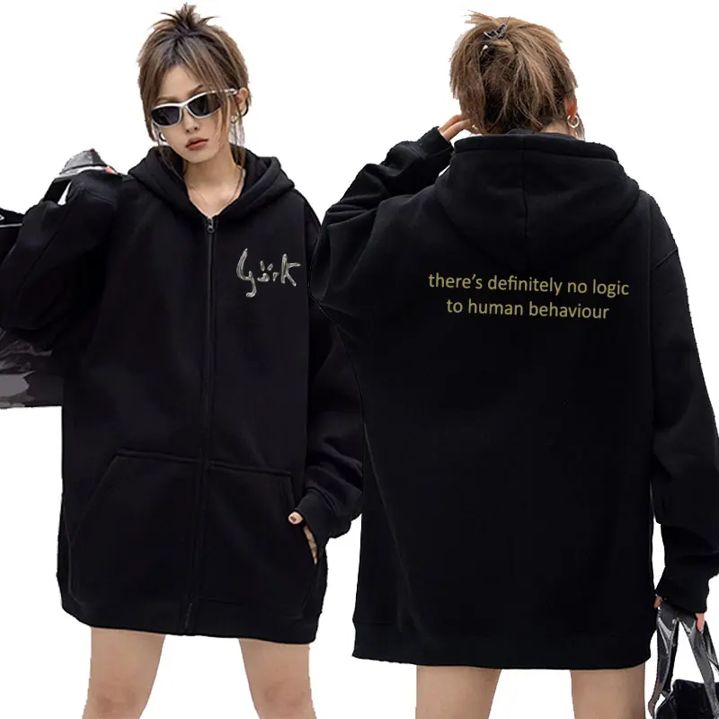 

Singer Bjork Hip Hop Vintage Oversized Zipper Hoodie Hunman Behaviour Art Aesthetic Print Zip Up Jacket Men Harajuku Sweatshirts