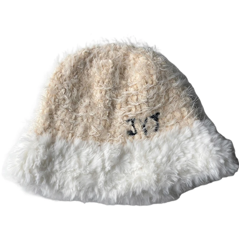 

Vacation Hat Handmade Y2K Bucket Hat Furry Brim Surprise Gift for Girlfriend for Church Vacations French