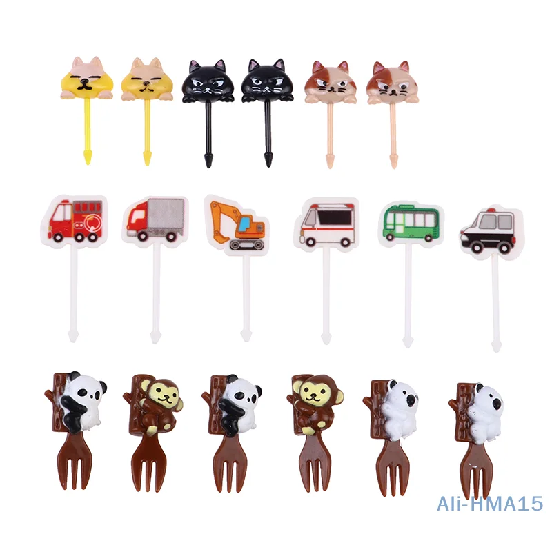 

6pcs Animal Cat Paw Fruit Fork Mini Cartoon Children Snack Cake Dessert Pick Toothpick Bento Lunches Party Plastic Decoration