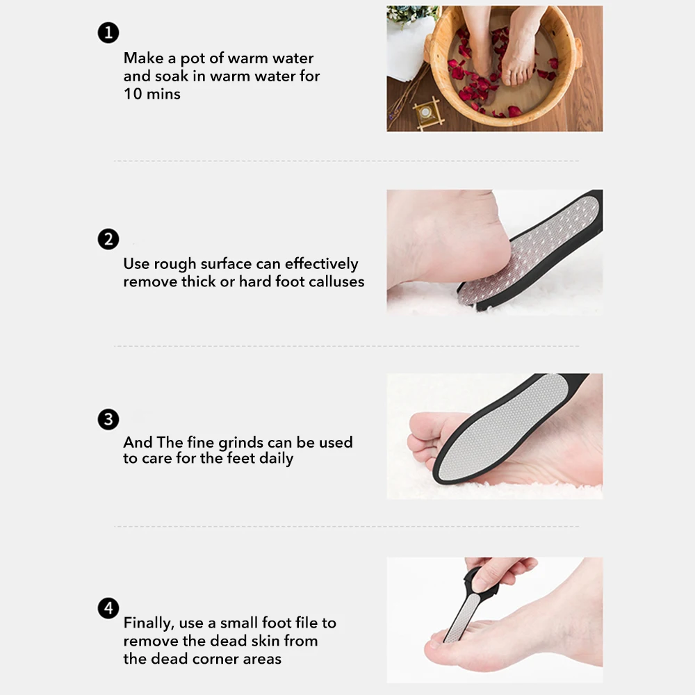 3In1 Professional Pedicure Foot Care Tools File For Heels Cleaning